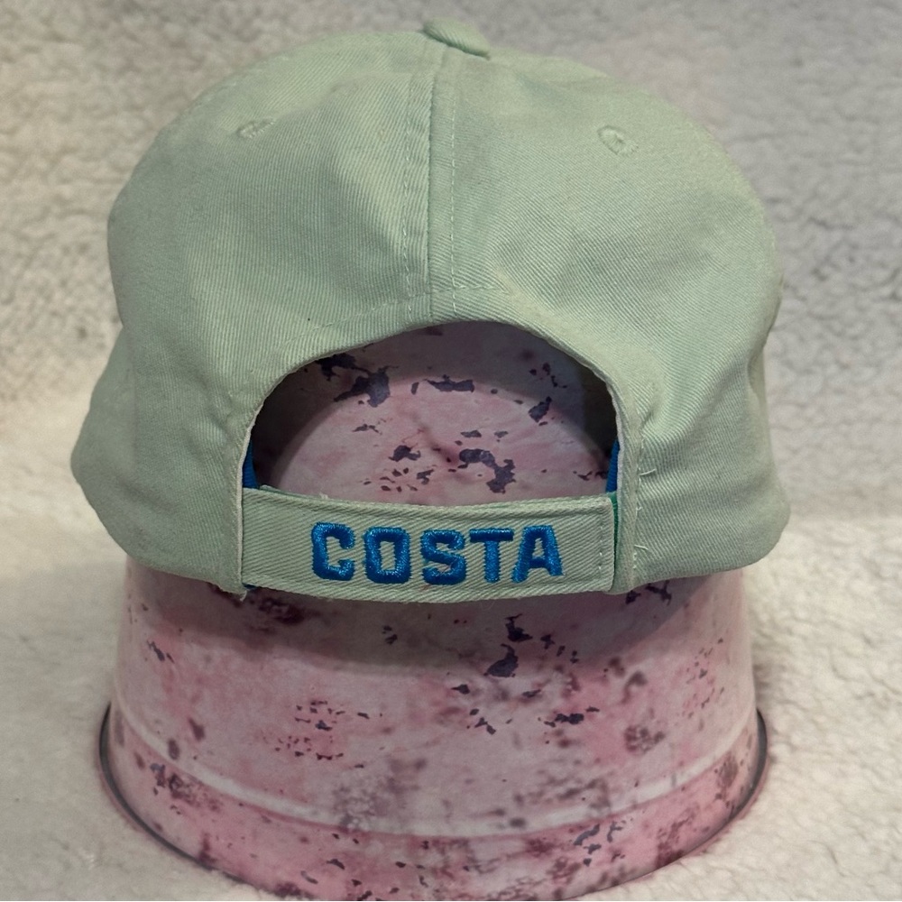 Costa Del Mar Velcro Closure Baseball Cap Embroidered Blue C Letter Logo Green - Picture 4 of 10